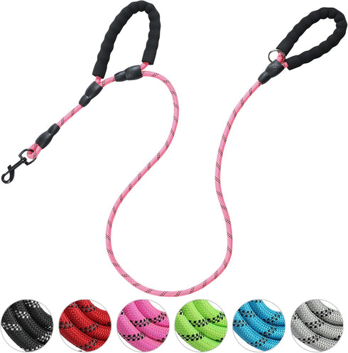 Dog Leash Traffic Double Padded Handles, Comfortable Reflective 2 Handle Strong Leashes Extra Training Control and Walking Lead for Heavy Duty Med...