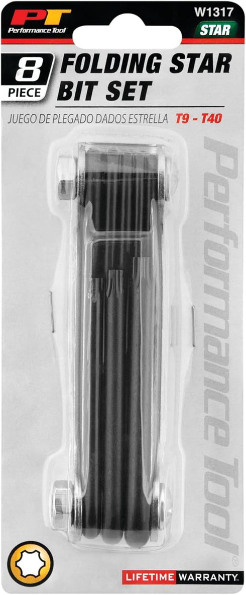 Performance Tool W1317 8-Piece Star Key Set with Rust-Resistant Finish, Sizes T9-T40, Heat Treated Alloy Steel Construction...