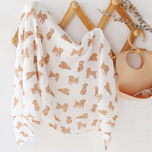 LifeTree Baby Swaddle Blankets Dog, 70% Viscose Bamboo and 30% Cotton Muslin Swaddle Blankets Boys Girls Swaddling Wrap Receiving Blanket Neutral ...