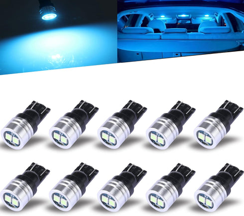 iBrightstar Extremely Bright 3030 Chipsets 168 175 194 2825 W5W T10 Wedge LED Bulbs for License Plate Interior Map Dome Trunk Lights, Ice Blue...