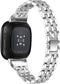 Bling Bands Compatible with Fitbit Versa 4/Sense 2/Versa 3/Sense, Women Dressy Slim Bracelet Metal Replacement Wristbands...
