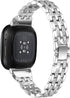 Bling Bands Compatible with Fitbit Versa 4/Sense 2/Versa 3/Sense, Women Dressy Slim Bracelet Metal Replacement Wristbands...