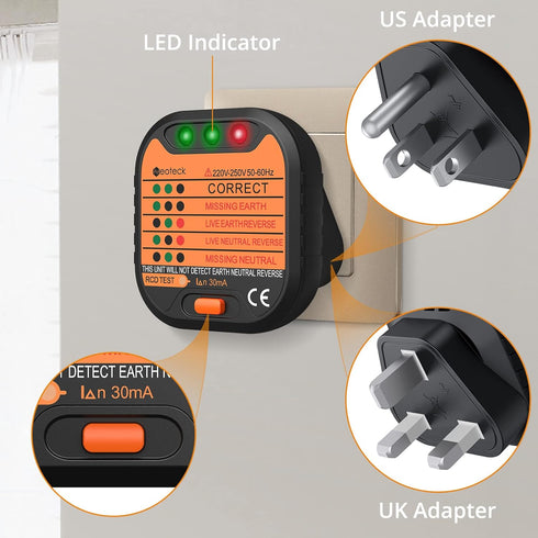 Neoteck Electrical Socket Voltage Tester Pen Kit Included Non-Contact 12-1000V AC Voltage Detector Pen and Receptacle Tester with AC Voltage Detec...