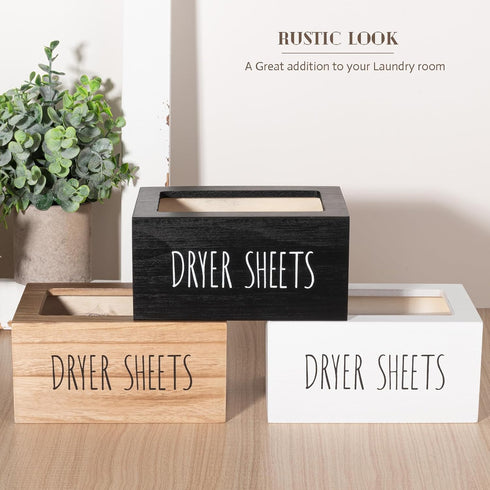 zoocatia Laundry Room Decor Dryer Sheet Container Wood Detergent Dispenser Organization and Storage Box Holder for Laundry Pods, Dryer Balls, Blac...