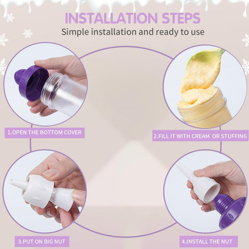 15 Pcs Cake Decorating Baking Syringe Tool Kit, Cupcake Filling Injector with Icing Nozzles Cream Scrapers Nozzle Brush Flower Nail Lifter Scissor...
