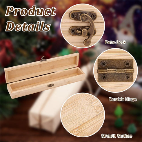 OLYCRAFT Unfinished Wooden Box 12x2.2x1.8 Inch Wood Branding Iron Box Rectangle Pencil Bamboo Box Unpainted Storage Box with Hinged Lid and Front ...