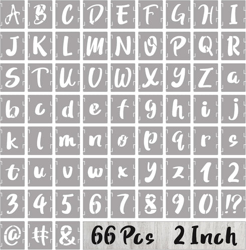 BAMIDELE 2 Inch Letter Stencils and Numbers, 66 Pcs Reusable Plastic Alphabet Symbol Interlocking Drawing Template Kit for Painting on Wood, Wall,...