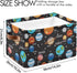 Solar System Storage Basket Collapsible Rectangle Storage Bin Shelves Basket Organizer with Leather Handle for Closet, Office, Nursery, Home Decor...