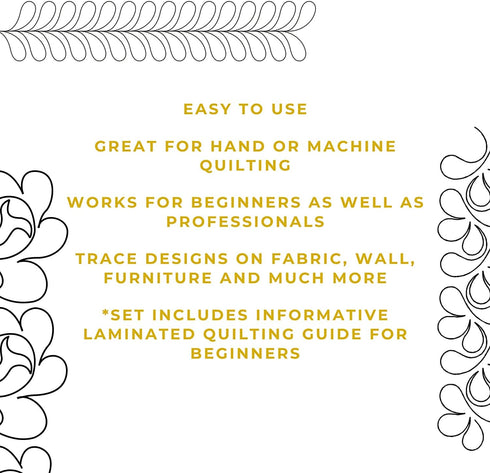 Quilting Creations Stencils for Machine and Hand Quilting - Set of 3 Plastic Quilt Templates for Borders, Patterns | Feather Border, Sashing, Spli...