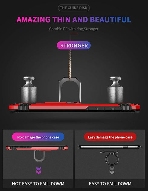 Androgate for Samsung Galaxy S10 Plus Case with HD Screen Protectors, Military-Grade Metal Ring Holder Kickstand 15ft Drop Tested Shockproof Cover...