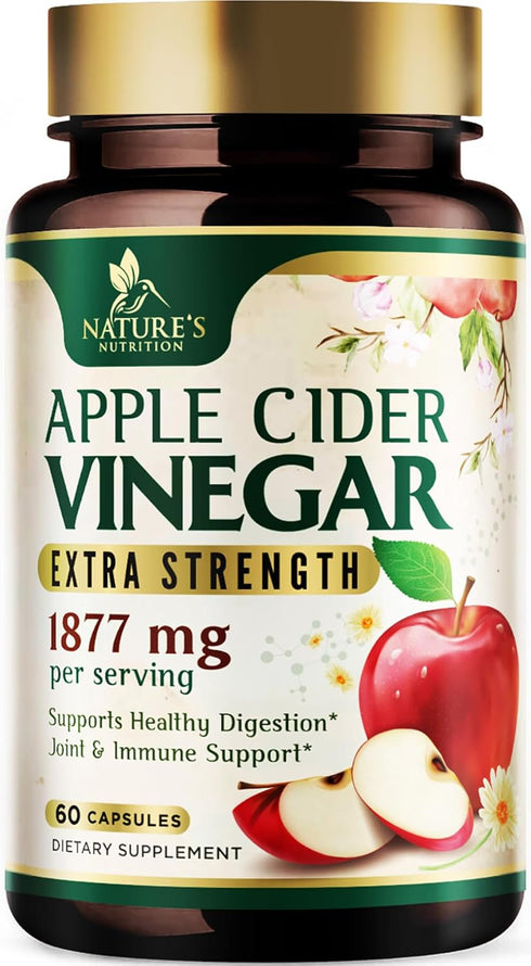Apple Cider Vinegar Capsules 1877mg - Extra Strength Detox & Cleanse with Vitamin D & Zinc - Premium ACV Pills with Joint Natural Digestion & Immu...