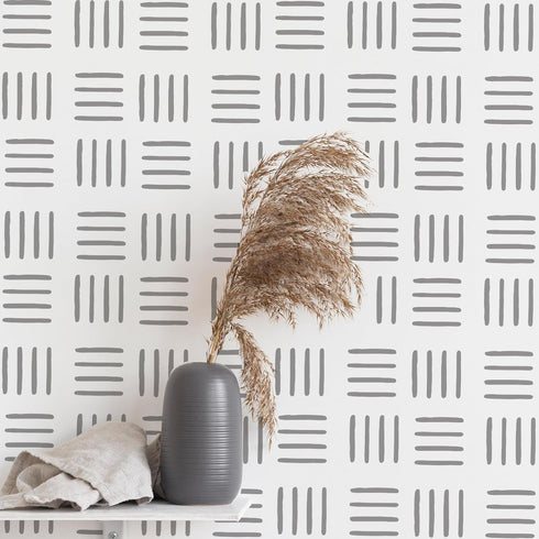 Mudcloth Stripe Boho Stencils for Painting On Wall Large Modern Minimalist Pattern Paint Templates for Wood Brick Floor Tile Furniture Canvas Pape...