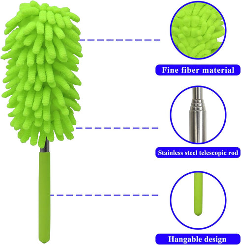 zdyCGTime Microfiber Retractable Cleaning Dust Extendable Pole, Washable Cleaning Dusters Used for Cleaning Supplies for Office, Car, Window, Furn...