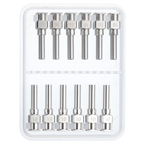 PATIKIL 10Ga x 0.5 Inch Stainless Steel Dispensing Needle Tips, 12Pcs Metal Glue Needle Tube Blunt Tips Luer Lock for Thick Glue Ink Lab, Silver...
