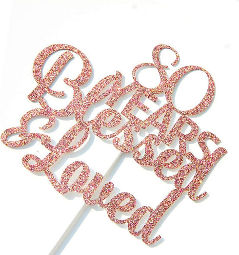 Rose Gold Glitter 80 Years Blessed & Loved Cake Topper - 80th Birthday / 80th Anniversary Cake Topper, 80th Birthday / 80th Anniversary Party Deco...