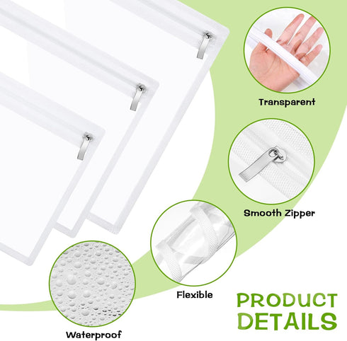 CHENGU 9 Pack Clear Zipper Pouches Multipurpose PVC Waterproof Pouch Clear Travel Bags for Cosmetic Wallet Pencil Organize(White Side)...
