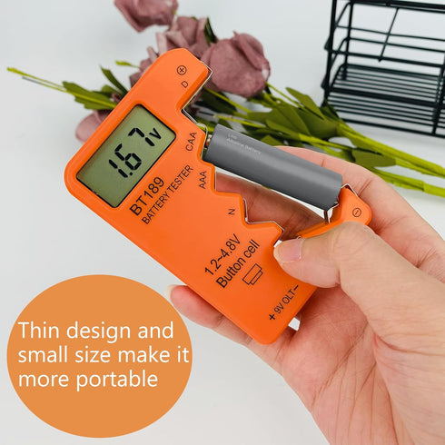 Battery Tester Checker, Universal Battery Tester for AA AAA C D 9V 1.5V, Small Volt Checker for All Batteries - Orange Color...