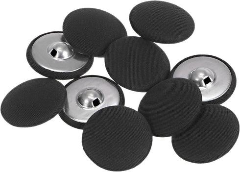 10pcs 48L Fabric Cloth Covered Button 30mm Round Metal Shank Sewing Buttons for Suits Dress Blouses, Black...