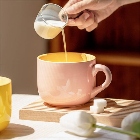 Sicaluya Porcelain Large Oatmeal Mug with Lid, 23 oz (680mL) Wide Coffee Mug, Breakfast Cup and Soup Bowl, Microwave and Dishwasher Safe, Ceramic ...