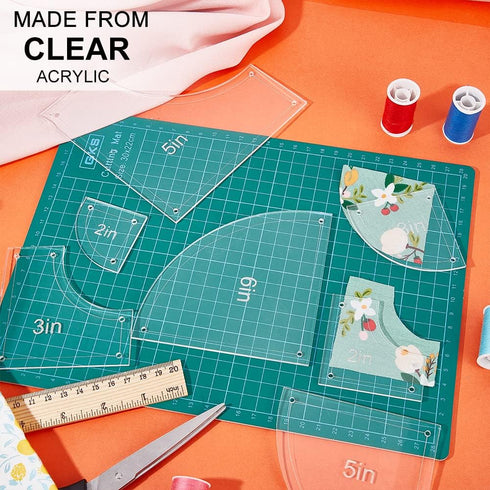 BENECREAT 10Pieces Quilting Acrylic Template Set, 2/3/4/5/6Inch Transparent Rulers with Film Protection, for DIY Kitchen Art Craft...