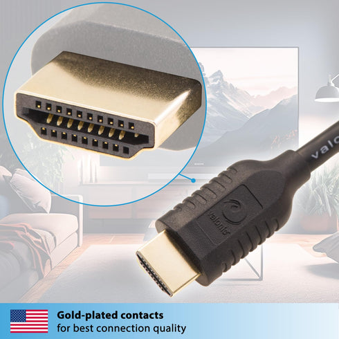 valonic HDMI Cable - 6.5 ft, 4k, Full HD, ARC, high Speed, Ultra HD, ethernet - for TV, PS4, Xbox, 30 AWG, Black...