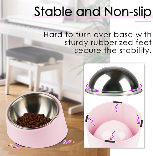 Super Design Mess Free 15° Slanted Bowl for Dogs and Cats, Tilted Angle Bulldog Bowl Pet Feeder, Non-skid & Non-spill, Easier to Reach Food S/0.5 ...