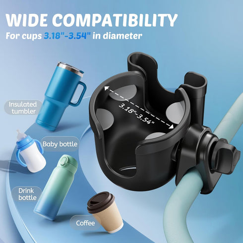 Guiseapue Cup Holder for Walker, Stroller Cup Holder Attachment with Phone Holder, Wheelchair/Stroller Accessories for Uppababy, Nuna, Doona, Roll...