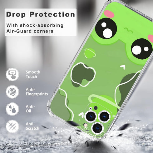 Clear Cute Frog Phone Case iPhone 12 Pro Max Case - 6.7 Inch Kawaii Green Frog iPhone Case, Non-Slip Pattern Design and Shock Absorption, Gel Fram...