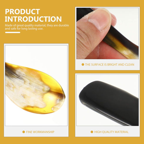 Hemoton 3PCS Caviar Mother of Pearl Teaspoons Soup Ox Horn Serving for Caviar, Ice Cream, Dessert,Espresso Coffee,Egg...