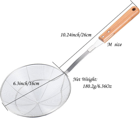 Tenta Kitchen Stainless Steel Wire Strainer, Bamboo Handle (M Size, Over 6 Inch)...