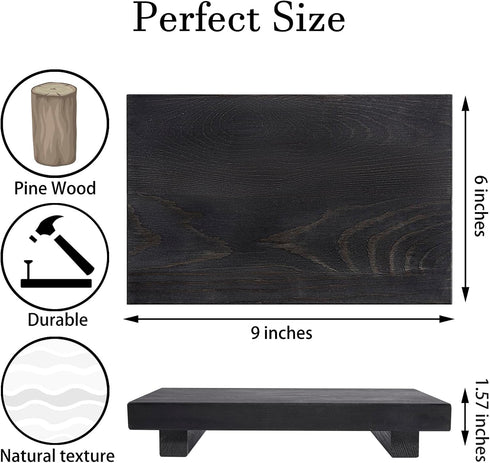 Bathroom Counter Organizer Wood Pedestal Stand Farmhouse Decorative Tray Soap Holder for Kitchen Decor, Black...