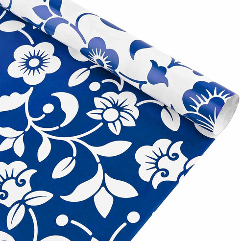 Bolsome 12 Sheets Blue Floral Wrapping Paper Blue White Flowers Patterned Gift Wrap Paper Chinoiserie Art Paper for Bridal Shower Wedding Spring T...