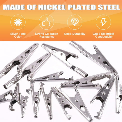 160Pcs 28mm 35mm 45mm 53mm Metal Alligator Clips Assortment Kit Small Alligator Clips Silver for Battery Test Lead Electrical Test Clamps...
