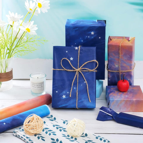 Bolsome 100 Sheets Purple-Blue-Orange Gradient Tissue, Starry Sky Outer Space Wrapping Tissue Setting Sun Tissue for Baby Showers Wedding Birthday...