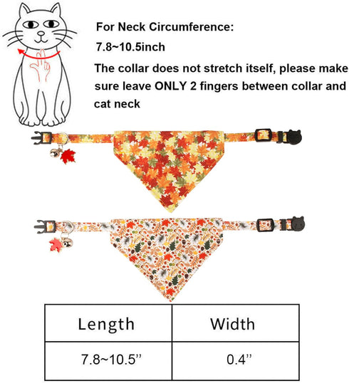 ADOGGYGO Fall Cat Collars Breakaway with Removable Bandana, Adjustable Autumn Thanksgiving Cat Collar Cute Fall Leaves Cat Bandana Collar for Cats...