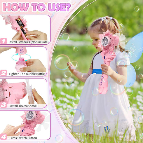 Bubble Wands Toys for 4 Year Old Girls: Princess Wand Gifts for 3 Year Old Girl Handheld Bubble Machine for Kids Birthday Gift for 3 Year Old Girl...