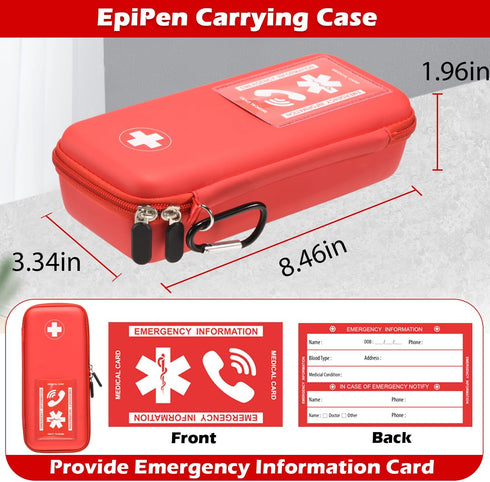 EpiPen Carry Case, Hard Emergency Medical Bag with Carabiner-for 2 EpiPens, Asthma Inhaler, Auvi-Q,Eye Drops,Anti-Histamine,Allergy Medication,Dia...