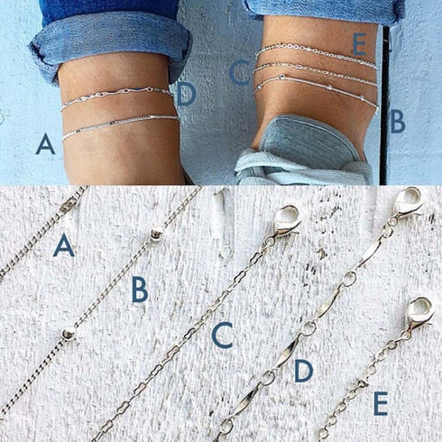 Boho Beaded Anklets Silver Multilayer Bead Chain Anklet Bracelets Beach Accessories Foot Jewelry Adjustable for Women...