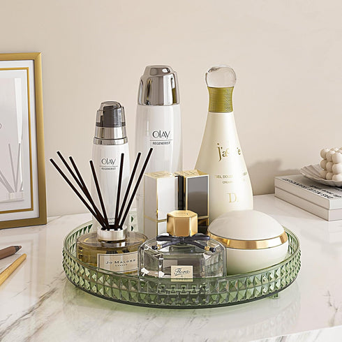 Bukfen 360 Rotating Makeup Organizer for Vanity,1 Tier Gem Green Small Skincare Organizers,Lazy Susan Organizer, Spinning Cosmetic Display Case,Or...
