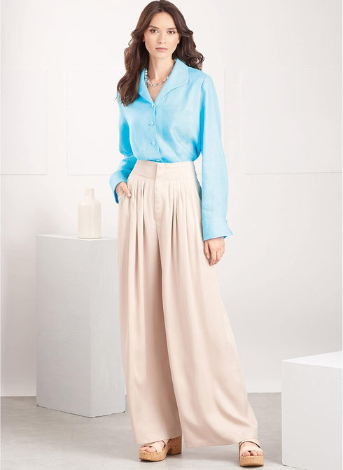Simplicity Misses' Button Down Shirt, Pants and Shorts Sewing Pattern Kit, Code S9715, Sizes 8-10-12-14-16, Multicolor...