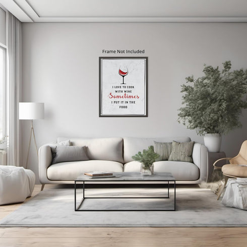 Posterizer 1 pcs-Kitchen Print-Funny Quotes-cook with wine-red wine-Kitchen & Bar Art-Comedy Art-Art Poster Print for Home, Office, Store, Bar- un...