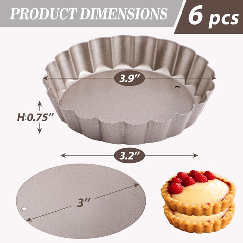 Webake 4 Inch Mini Tart Pan Set of 6, Non-Stick Small Tart Mold Quiche Pans with Removable Bottom Mini Tart Tins...