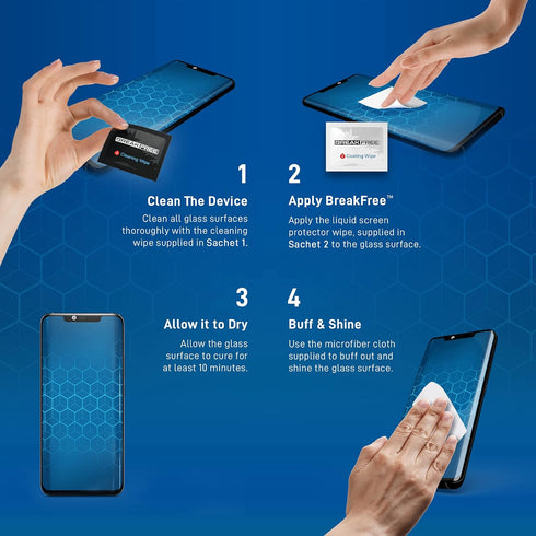 BREAK FREE Liquid Glass Screen Protector With $150 Coverage | Wipe On Scratch and Shatter Resistant Nano Protection for All Phones Tablets and Sma...