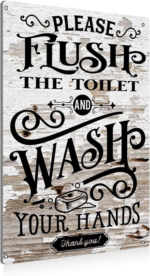 BEASTZHENG Rustic Bathroom Metal Tin Sign Wall Decor - Farmhouse Bathroom Quote Saying Tin Sign for Toilet Restroom Home Decor Gifts...