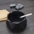 Ceramic Geometric Ashtray with Lid, Windproof Ceramic Ashtray for Indoor or Outdoor Use, Home Office Decoration, Black...