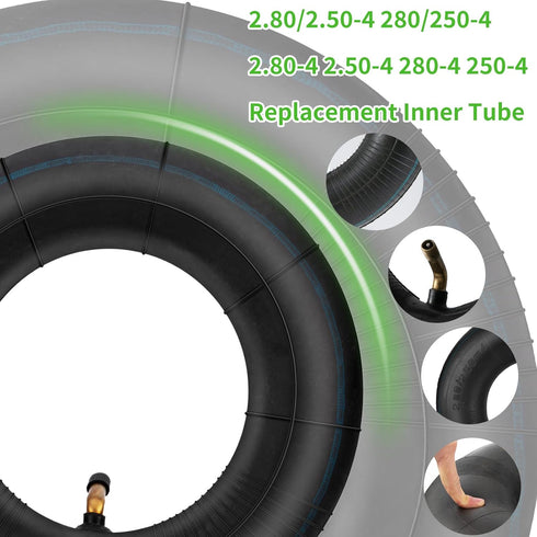 2.80/2.50-4" Replacement Tire Inner Tubes, 2 Pack Heavy Duty 2.80 2.50-4/280/250-4 Inner Tube with Bent Valve for Scooters, Hand Trucks, Wheelbarr...