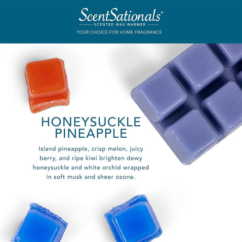 Scentsationals Wax Melts, Wax Cubes Strong Scent - Honeysuckle Pineapple - Long Lasting Scented Melts for Warmer, 10oz (24-Cubes)...