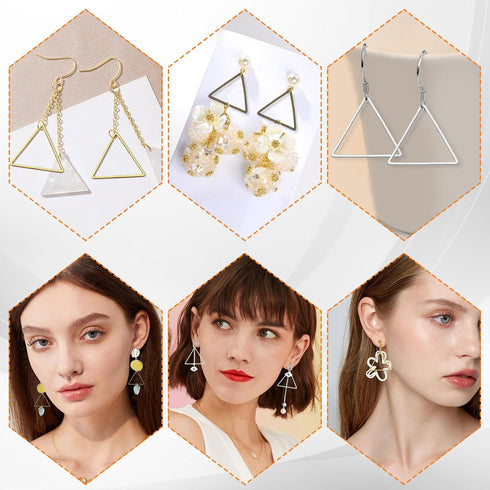 180pcs Earrings Beading Hoop 20mm Triangle Earring Hoops Beading Hoop Earrings Finding Triangle Linking Rings for DIY Jewelry Making Finding, Earr...