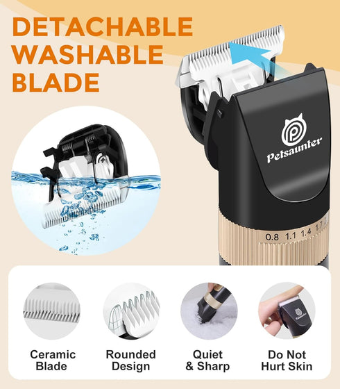 Dog Clippers for Grooming, 4-Speed & LCD, Low Noise Electric Dog Trimmer for Grooming, Cordless Rechargeable Dog Hair Clippers, Super Quiet for Do...