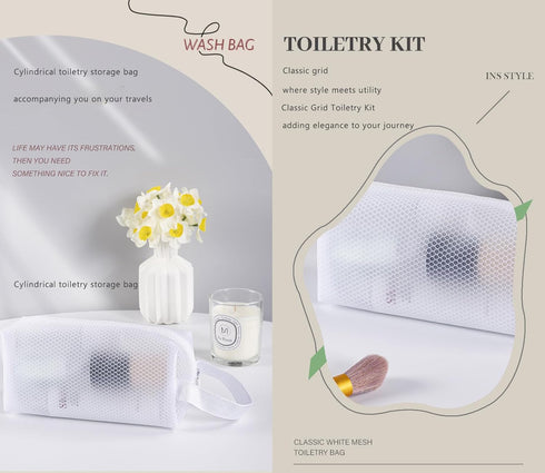 Toiletry Bag Travel Smart with Waterproof Toiletry Bag: EVA Handle, Skin-Friendly Design, Classic Grid Pattern (Cylindrical Toiletry Bag)...